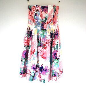 Strapless New York Company Stretch Flowered Dress Small